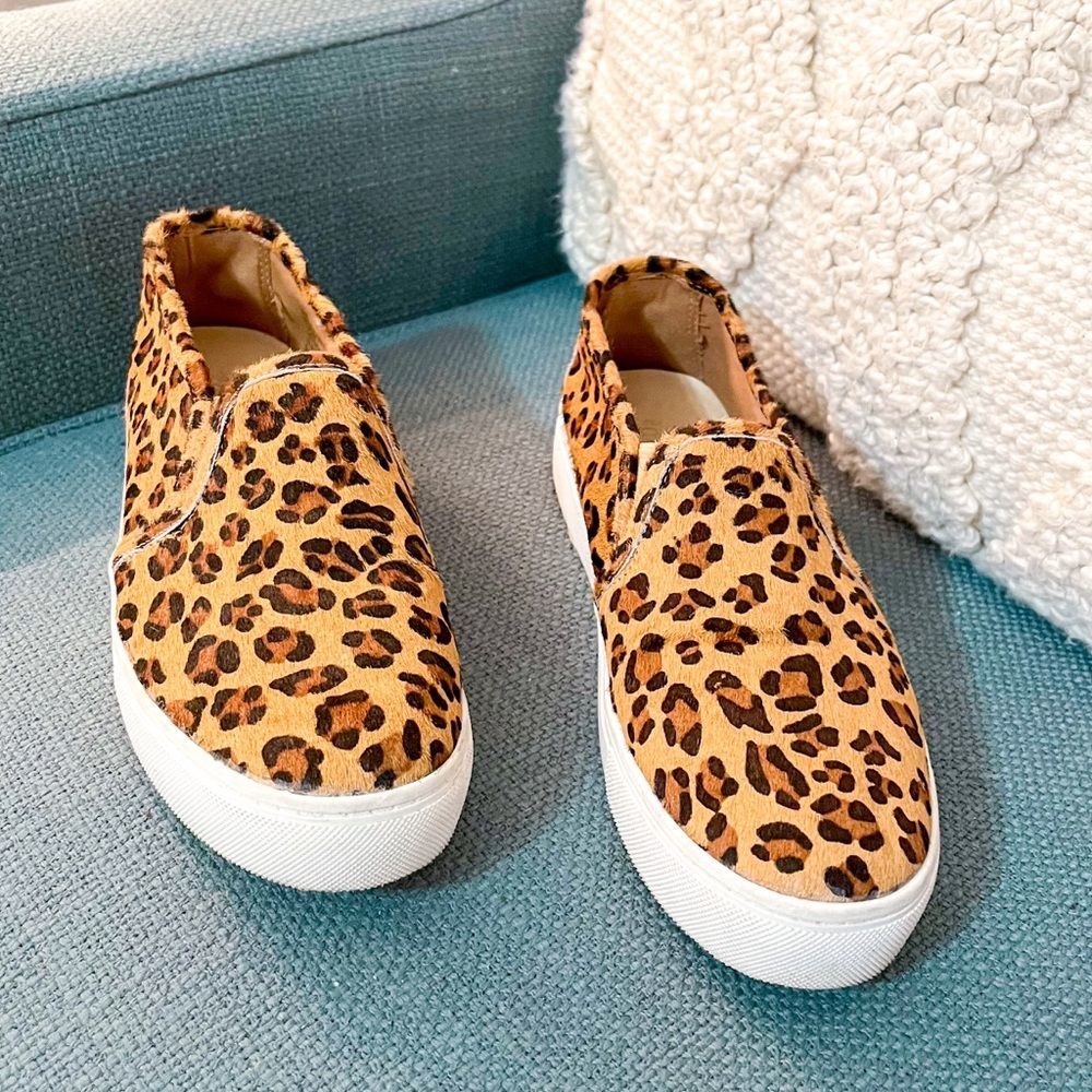 Altar’d State Calli Leopard Print Calf-hair Slip-on Sneakers Size 7